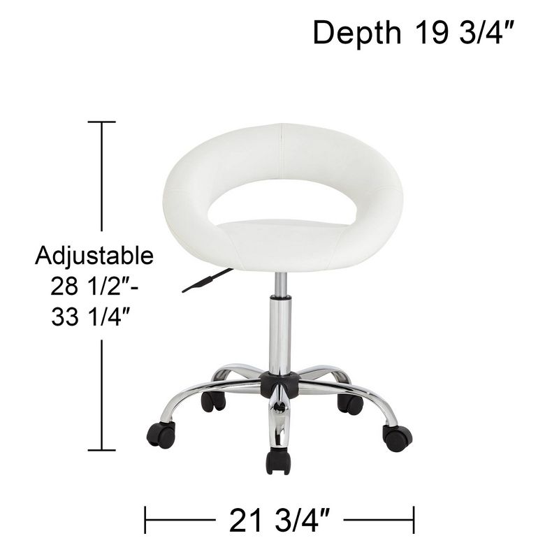 Studio 55D Orbit Chrome Bar Stool Silver 24 1/4" High Modern Adjustable White Round Faux Leather Cushion Rolling for Kitchen Counter Island Home Shed, 4 of 9