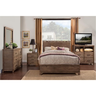 Sydney Transitional 2-Drawer Nightstand in Gray/Brown Mahogany