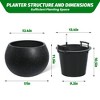 11.3" H x 13.4"Diameter Self-Watering Indoor Plant Pots with Built-in Drainage Set of 2 with 10" Pot Opening, Black - 2 of 4