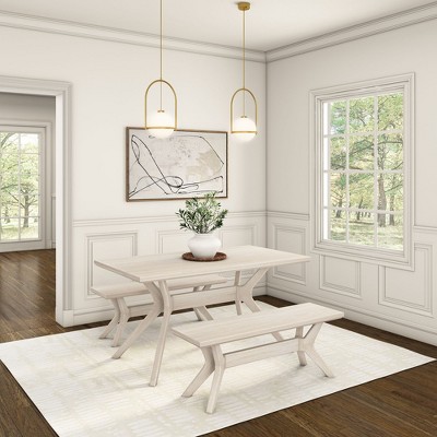 Verso 48" White Sand Pine Wood Dining Bench