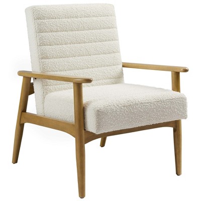 Modway Jensen Accent Chair, Ivory – Modern Upholstered Armchair with Soft Fabric, Padded Seat and Wood Legs for Living Room or Bedroom