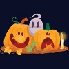 Junior's Design By Humans Halloween Cartoon Pumpkins And Ghost By VectorVillain T-Shirt - 2 of 3