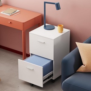 GALAXHERO Mobile 2 Drawer File Cabinet Wood Printer Stand Office Storage Organizer with Lock Letter Size - 1 of 1