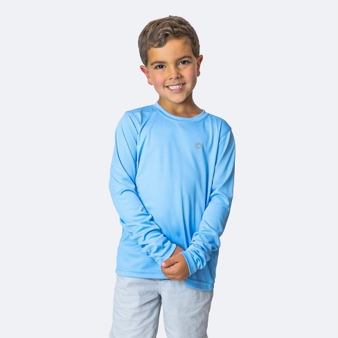 Vapor Apparel Youth UPF 50+ Sun Protection Solar Long Sleeve Rash Guard  Swim Shirt, Columbia Blue, Large