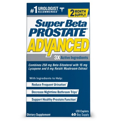 Super Beta Prostate Advanced Male Supplement with Beta-Sitosterol – 120 Caplets, 60 Servings