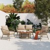 Whisen Bohemia-inspired Outdoor Seating Group With Removable Cushions, Conversation Patio Set With Wood Tabletop - 2 of 4