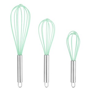 Unique Bargains Stainless Steel Silicone Non-Stick Coated Heat-Resistant Whisk 3 Pcs - 1 of 4