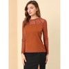INSPIRE CHIC Women's Elegant Lace Sleeve Scalloped Trim Summer Casual Chiffon Blouse - 4 of 4