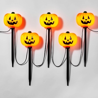 5ct Incandescent Clear Pumpkin Halloween Pathway Stake Lights - Hyde & EEK! Boutique™