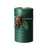 LumiPur 3.5"x7" Signature Christmas Collection Flickering Flameless LED Wax Pillar Candle Green - 4 of 4