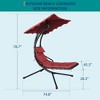 Chaise Lounger Swing Chair with Umbrella Canopy, Patio Hanging Chaise Lounger Chair with Stand, Curved Steel Outdoor Lounge Chairs for Indoor, Outdoor - 3 of 4