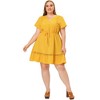 Agnes Orinda Women's Plus Size Elegant Short Sleeve Tie Waist Ruffle Hem At Knee Dresses - 3 of 4