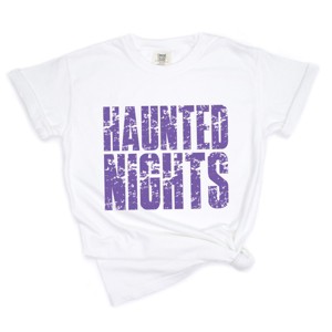 Haunted Nights Block Distressed - Women's Garment Dyed Graphic T-Shirt - 1 of 4