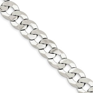 Black Bow Jewelry 13.5mm Sterling Silver Solid Flat Curb Chain Bracelet, 9 Inch - 1 of 2