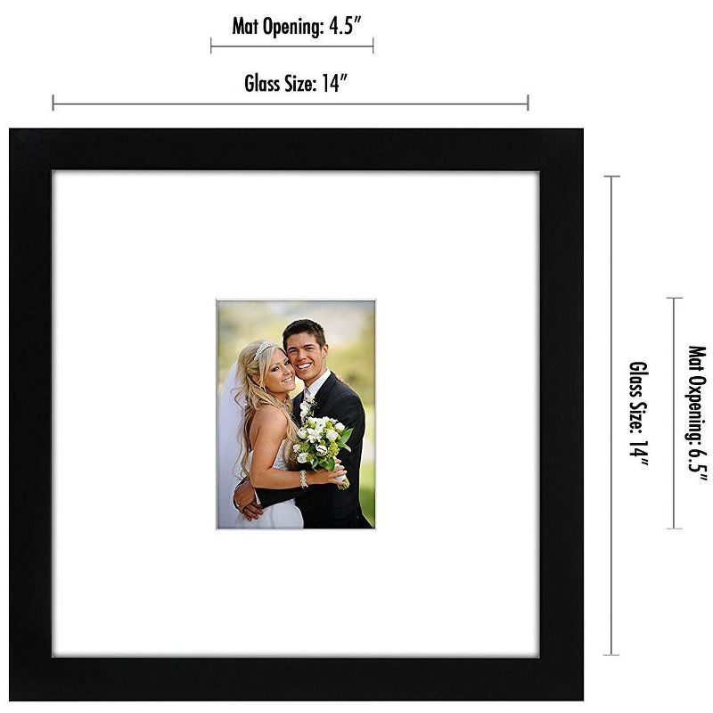 Americanflat 14x14 Wedding Picture Frame with Mat for 5x7, Black, 2 of 8