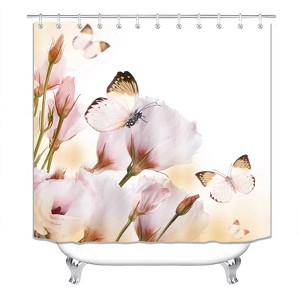 Cute Butterfly Flower Shower Curtains for Bathroom Waterproof Fabric Bath Curtain Durable Soft Stylish Bathroom Decor 72x72 Inch - 1 of 1