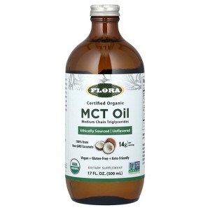 Flora Certified Organic MCT Oil, Unflavored, 14 g, 17 fl oz (500 ml) - 1 of 2