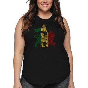 LA Pop Art Women's Word Art Tank Top - Rasta Lion - One Love - 1 of 4