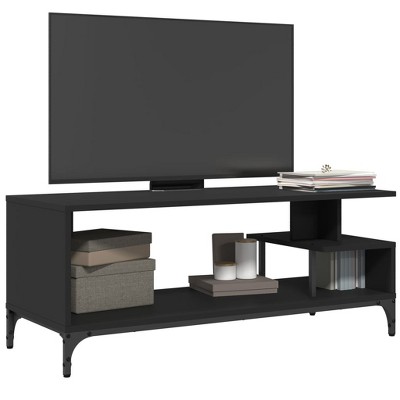 CLIHOME 42" Powder-Coated Steel TV Cabinet and Consoles Table With Open Self, Display Storage Cabinet