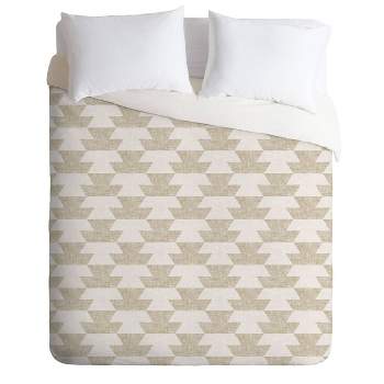 Queen/Full Little Arrow Design Co Boho Geometric Aztec Comforter Set Beige - Deny Designs