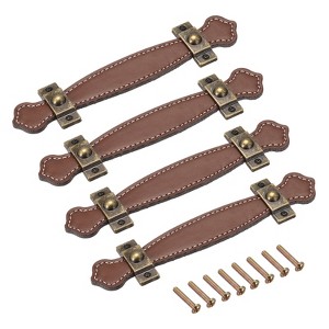 Unique Bargains Leather Suitcase Dresser Drawer Knobs and Pulls with Screws 4 Pcs - 1 of 4