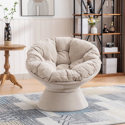 Oversized Swivel Accent Chair,360° Swivel Barrel Chair, Multicoloured Papasan Chair for Living Room-Cuddlewood