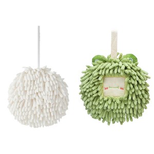 REGALWOVEN 2 Pcs Comfortable Soft Absorbent Chenille Ball Fuzzy Hand Towels - 1 of 4