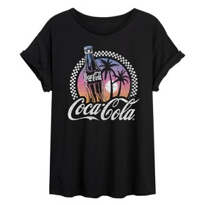 Women's - Coca-Cola - Retro Bottle on Beach Oversized Graphic T-Shirt - 1 of 4