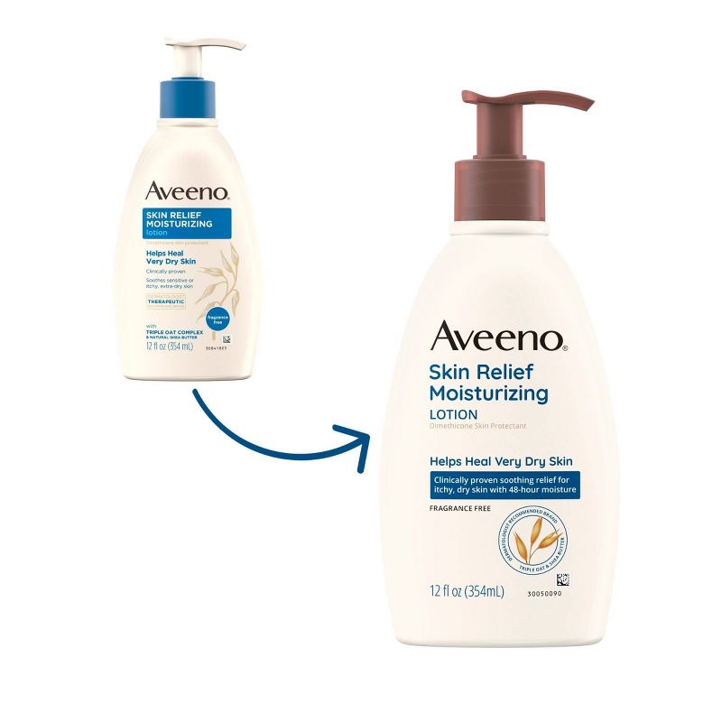 Aveeno Skin Relief Moisturizing Body Lotion with Oat and Shea Butter for Dry Skin, Fragrance Free, 4 of 15