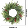 24 Inch Wreath Artificial Pine and Eucalyptus with Red Berries Premium Soft Greenery Full Winter Holiday Front Door Decoration - 2 of 4