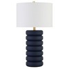 Hudson and Canal 25" Tall Glass Bubble Body Table Lamp with Fabric Shade - 2 of 4