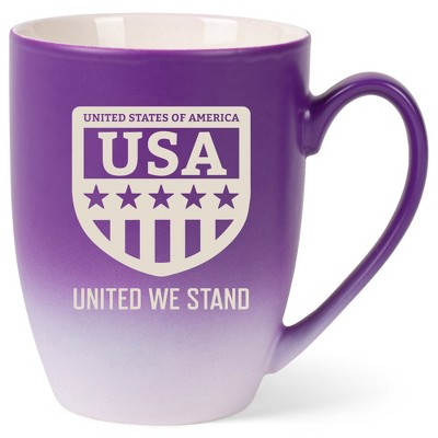 100 North United States of America 10 Ounce Purple and White Two Toned Ombre, Comfortably Fits Your Hands, Ceramic Tea Coffee Cup Mug, USA United We