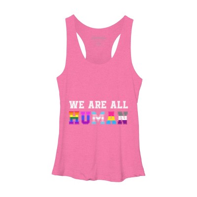 Adult Design By Humans We Are All Human Pride Motto By corndesign Racerback Tank Top