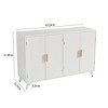 Gulches Modern Accent Sideboard Buffet Cabinet - 4 Doors with Removable Shelves, Ivory White with Gold Accents, Model RippleElegance - 3 of 4