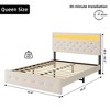 Whizmax Queen/Full Size Bed Frame with LED Lights Headboard, LED Bed Frame with Fast-Charging USB Port, Upholstered Platform Bed Frame, Noise Free - image 3 of 4