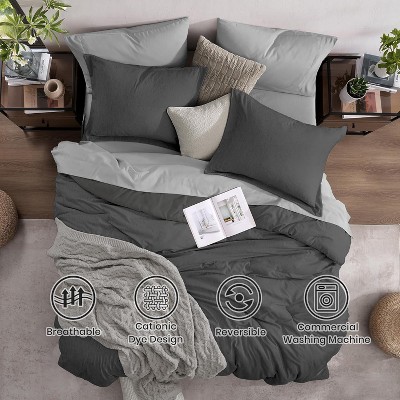 Der Rose BALHAM TRADE-7 Pieces Queen Comforter Set Bed in a Bag with Comforter Sheets Pillowcases Shams Dark Grey-7Piece-Queen 90"x90" — фото 3