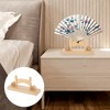 Unique Bargains Detachable Folding Fan Style Fan Display Stand Wood Color 1Pc - 4 of 4
