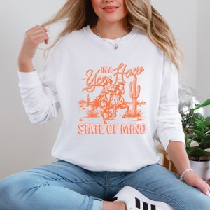 Simply Sage Market Yee Haw State Of Mind Garment Dyed Long Sleeve - 2XL - White - 1 of 4