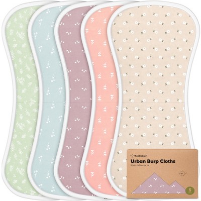 KeaBabies 5pk Urban Baby Burp Cloths, Organic Burping Cloth for Babies, Burp Rags for Baby Girls, Boys