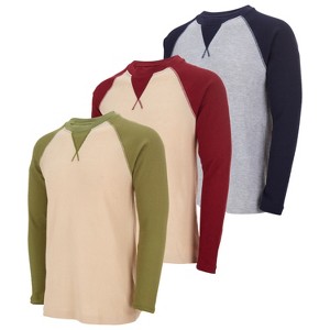 DARESAY Men's Thermal Crew Long Sleeve Henley Tops Base Layer Shirt, Pack of 3 - 1 of 4