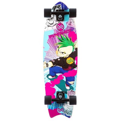 Punisher Skateboards Anime Cruiser 40-Inch Kickboard Skateboard with Canadian Maple, Blue