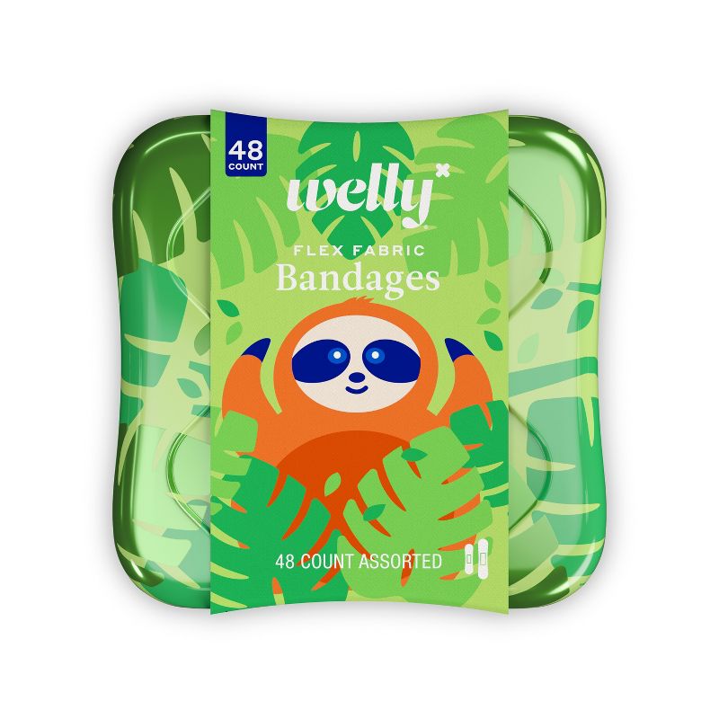 Welly Kid&#39;s Flex Fabric Bandages - Sloths - 48ct, 1 of 10
