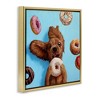 Stupell Industries Funny Dog Licking Donut Floating Frame Canvas Art, Gold, 25" x 25" - 2 of 4