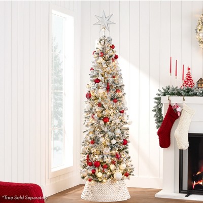 Washed White Woven Hyacinth Christmas Tree Collar
