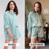 EXLURA Women's Summer 2 Piece Sets Long Sleeve Button Down Shirts Matching Short Sets Oversized Spring Vacation Outfits - 3 of 4
