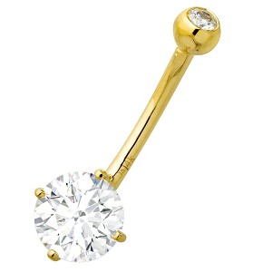 Jewelry Avalanche 14K Gold Belly Button Ring 1.18 ctw. Moissanite 14G Barbell Navel Ring - 1 of 4