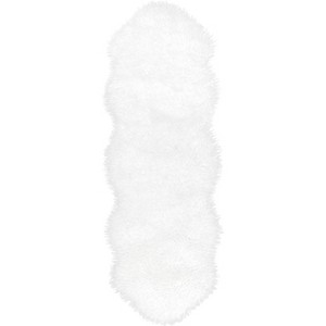 nuLOOM Salome Plush Faux Sheepskin Machine Washable Area Rug, Shaped 2' x 6', Ivory - 1 of 4