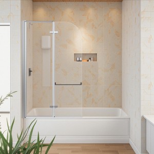 Frameless 6mm SGCC Tempered Glass Bath/Shower Door, Reversible, Chrome Finish - 1 of 4