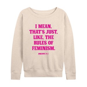 Women's - Mean Girls - Rules Of Feminism Lightweight French Terry Wide Neck Long Sleeve Shirt - 1 of 4