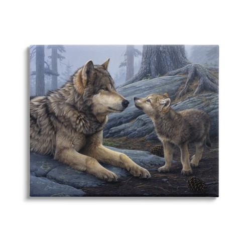 Stupell Industries Wolf & Cub Woodland Forest Gallery Wrapped Canvas Wall Art - image 1 of 3